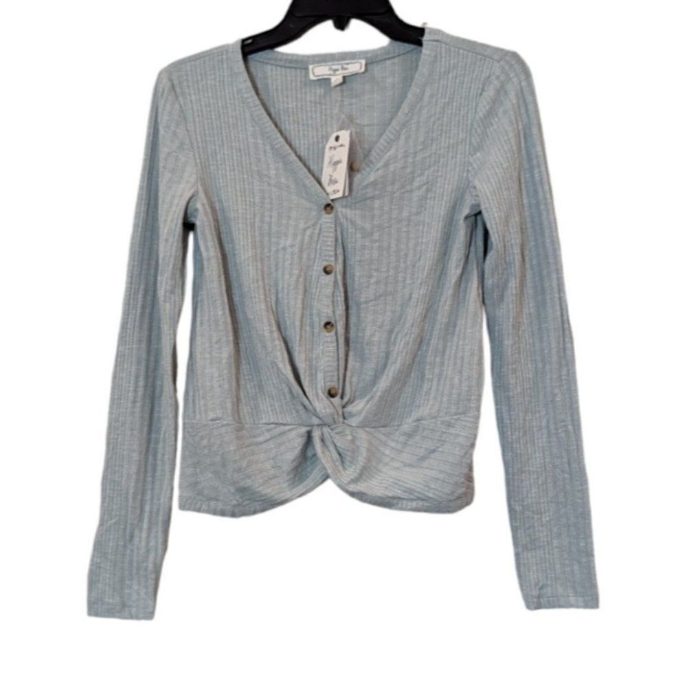 Hippie Rose Womens Size XS Raindrop Long Sleeve Button Up Blouse Top
